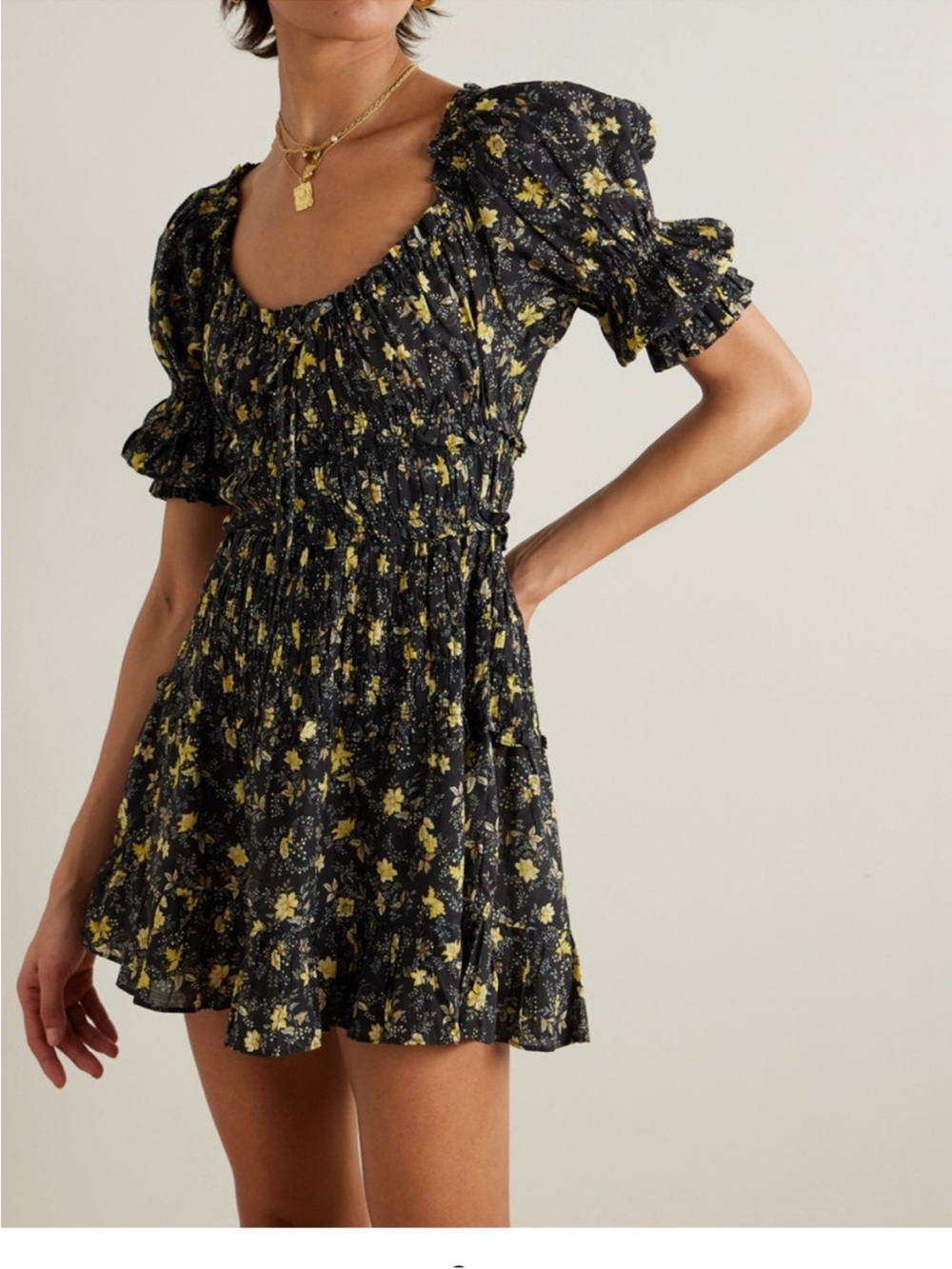 Doen Ismene mini dress Black & Yellow Floral